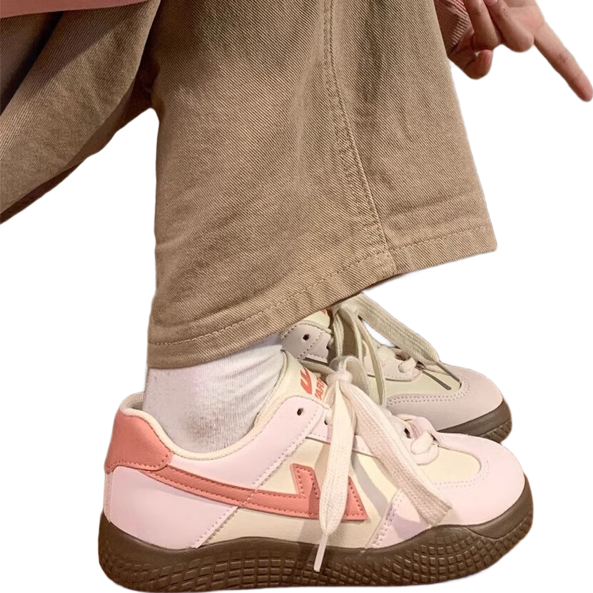 Huili Women's New Dopamine Training Shoes, Thick-Soled Versatile Sneakers, Fashionable Footwear, Pink/beige/rose Red, Size 37