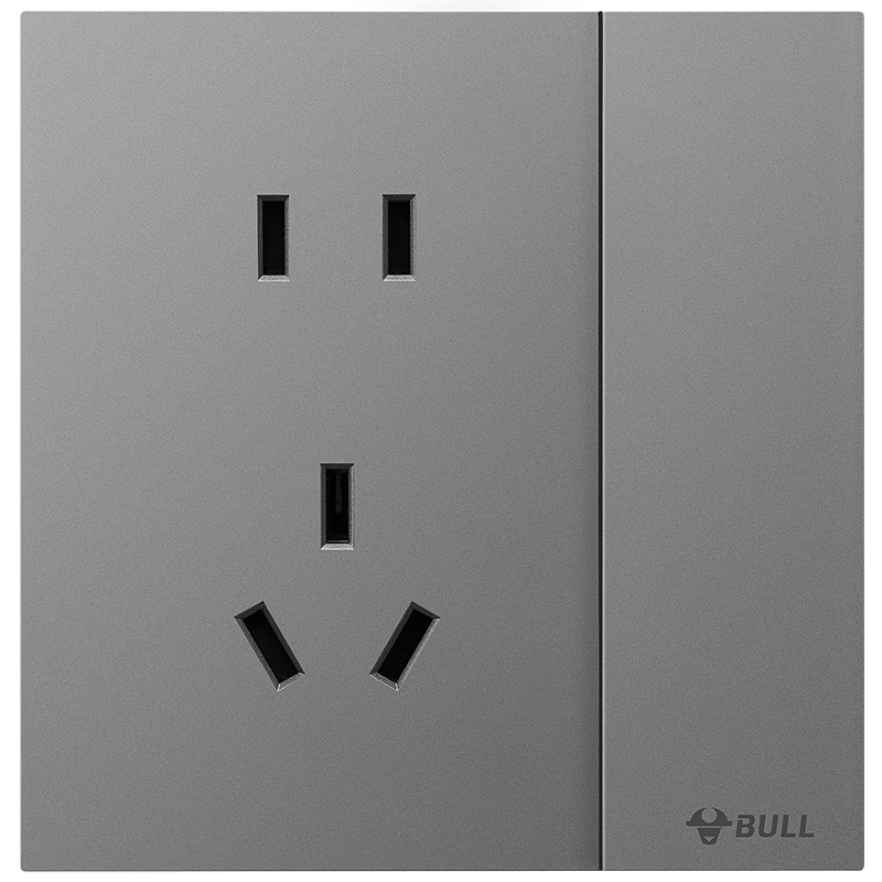 BULL Switch Socket G57 Butterfly Ultra-Thin Series Single-Pole One-Control Five-Hole with Switch Socket G57E333A Distant Mountain Gray