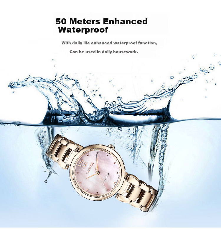 CITIZEN Watch for Women, Japanese And Korean Style L Series Eco-Drive Mother-Of Dial Steel Strap Gift for Girlfriend EM0533-82Y Gift Box Editio 2