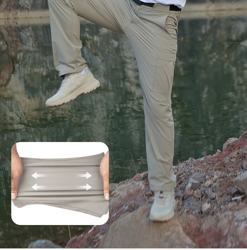 Free Soldier Yanying Spring And Summer Quick-Dry Pants, Teflon Triple Protection, Breathable Men's Sports Pants, Sun Protection UPF50+, Khaki, 38W/30L 9
