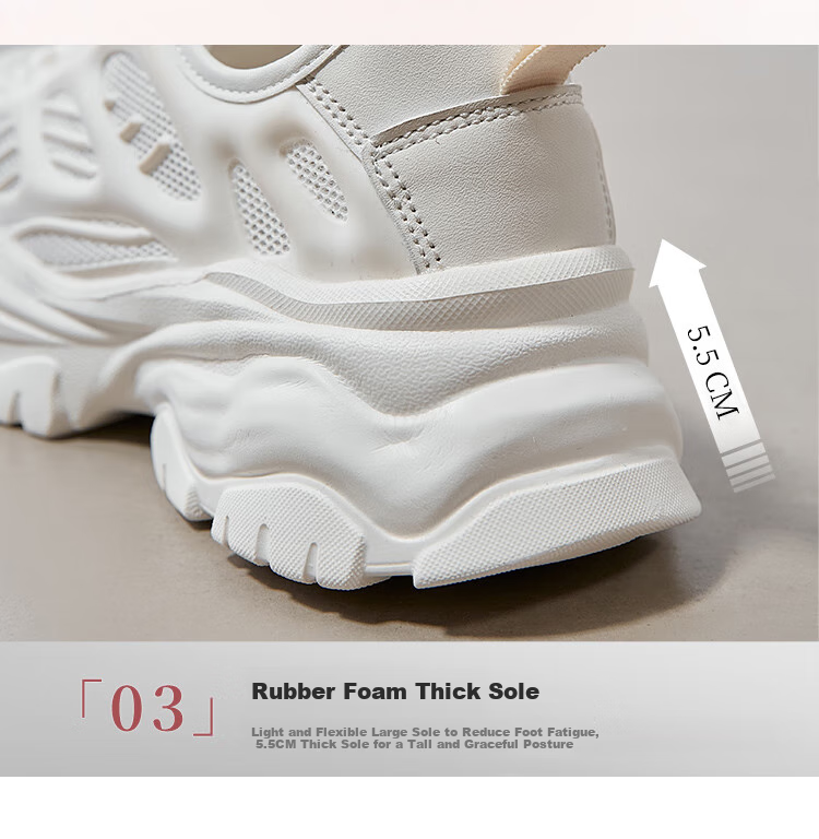 ZHR Dad Shoes for Women, Summer Lightweight Sports Casual Shoes, Breathable Mesh Women's Shoes, QK05E, Beige, Size 37 12