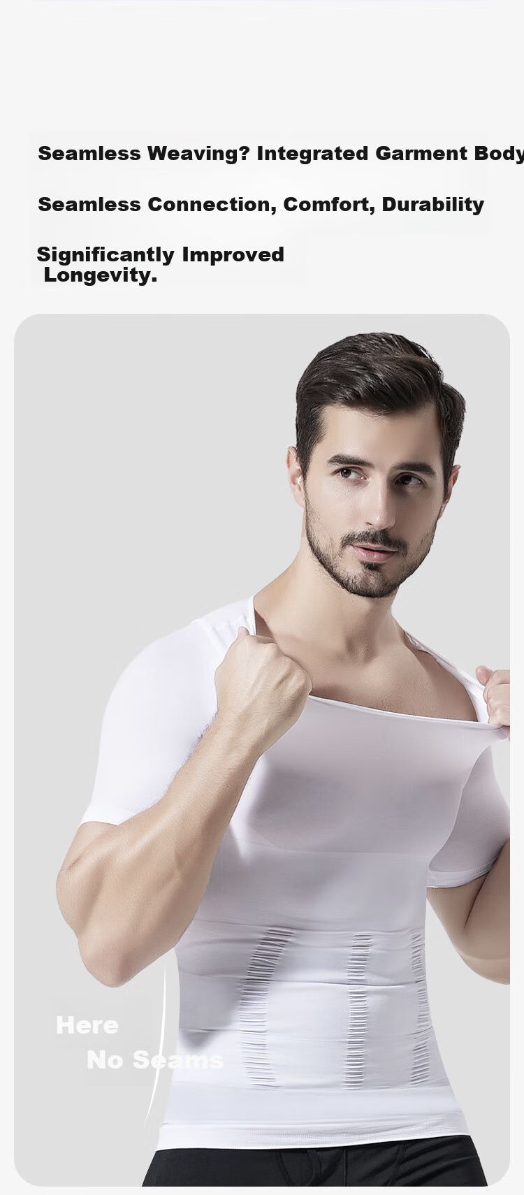 Livex Men's Tummy Control Shaping Shirt, Short-Sleeved Fitness Workout, High-Elastic Waist And Chest Binder, Slimming Breathable Tight-Fitting Top 4