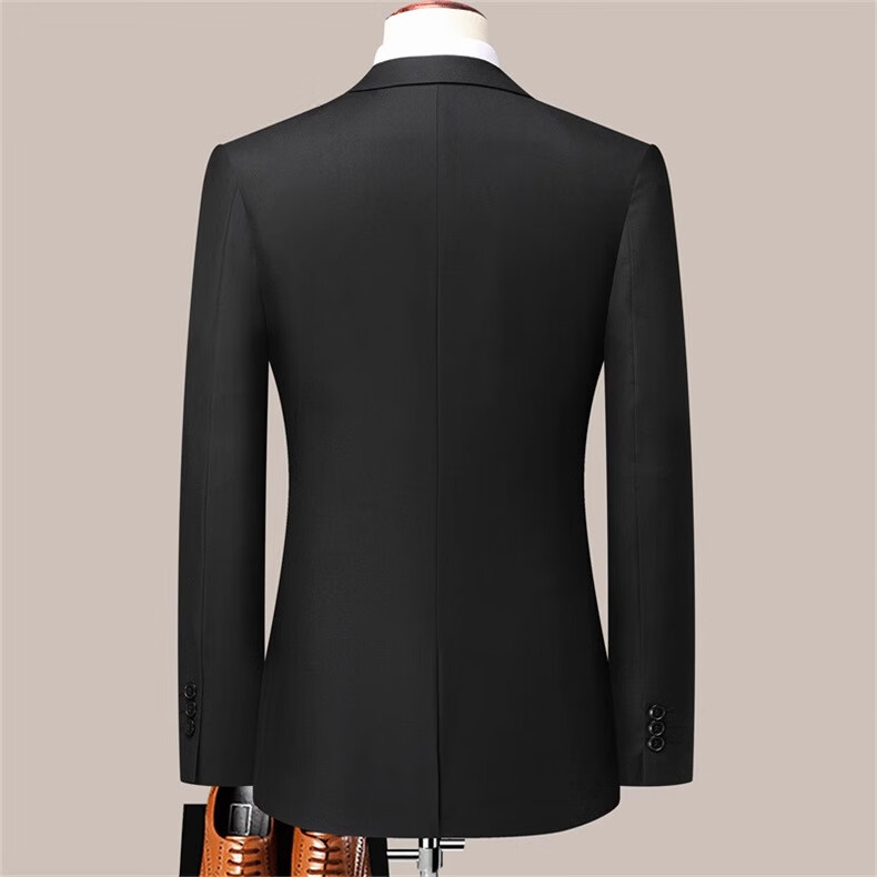 ROMON Men's Slim Fit Business Suit Groom Wedding Tuxedo Black 2XL 12