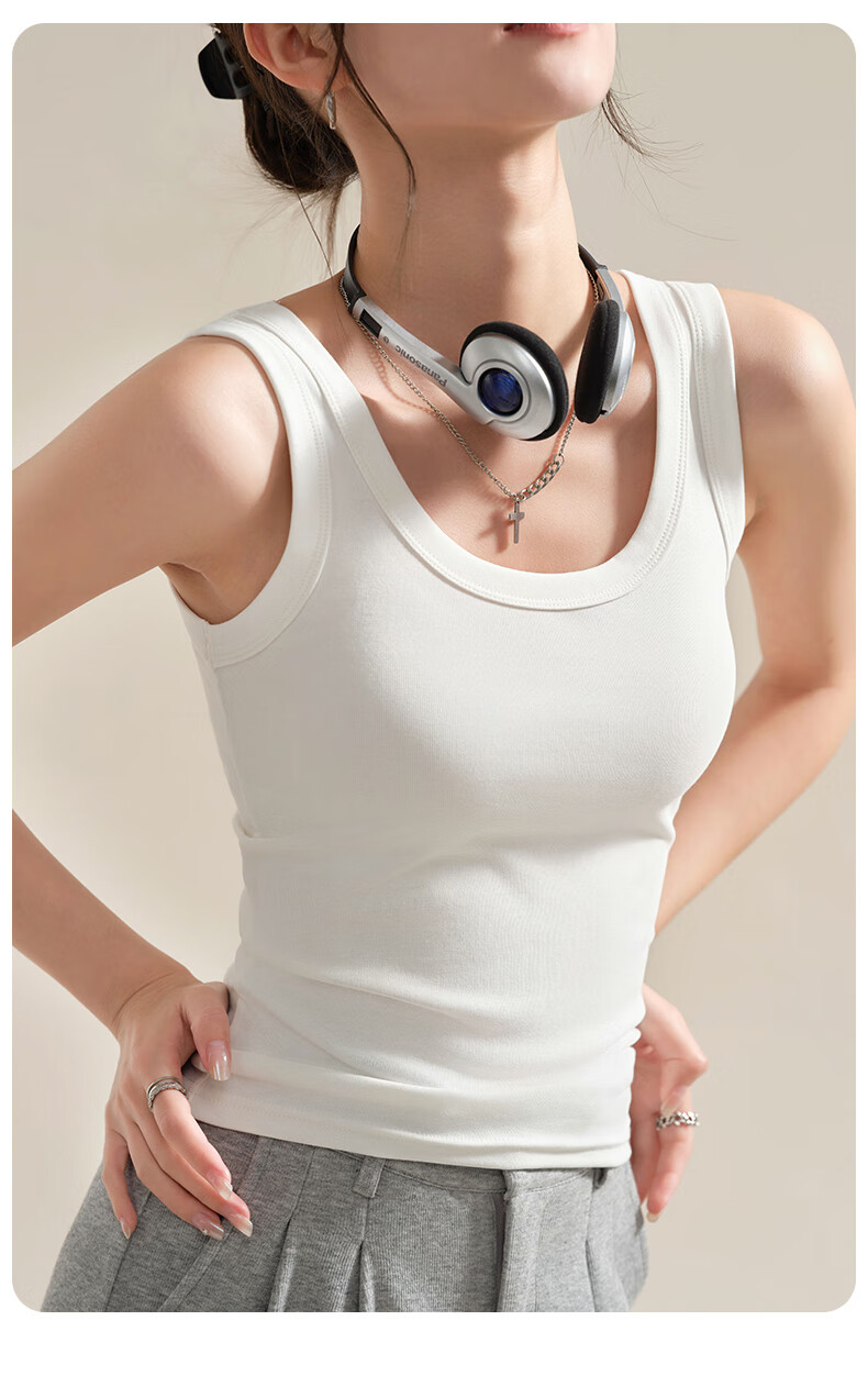 MiiOW Summer Lightweight Cotton Vest for Women 2025 New Slim Fit Outerwear Breast Coverage Backless Camisole Base Top 15