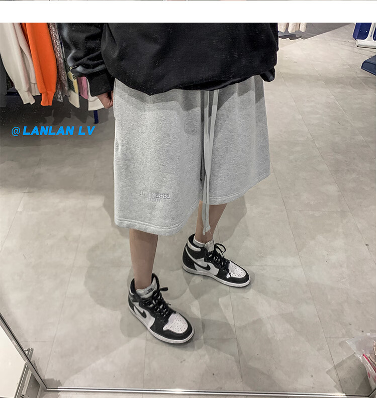 IZEXX Casual Shorts for Men, Summer Lightweight American High Street Loose Fit Sports Beach Shorts, Versatile IZ67 Gray M 18