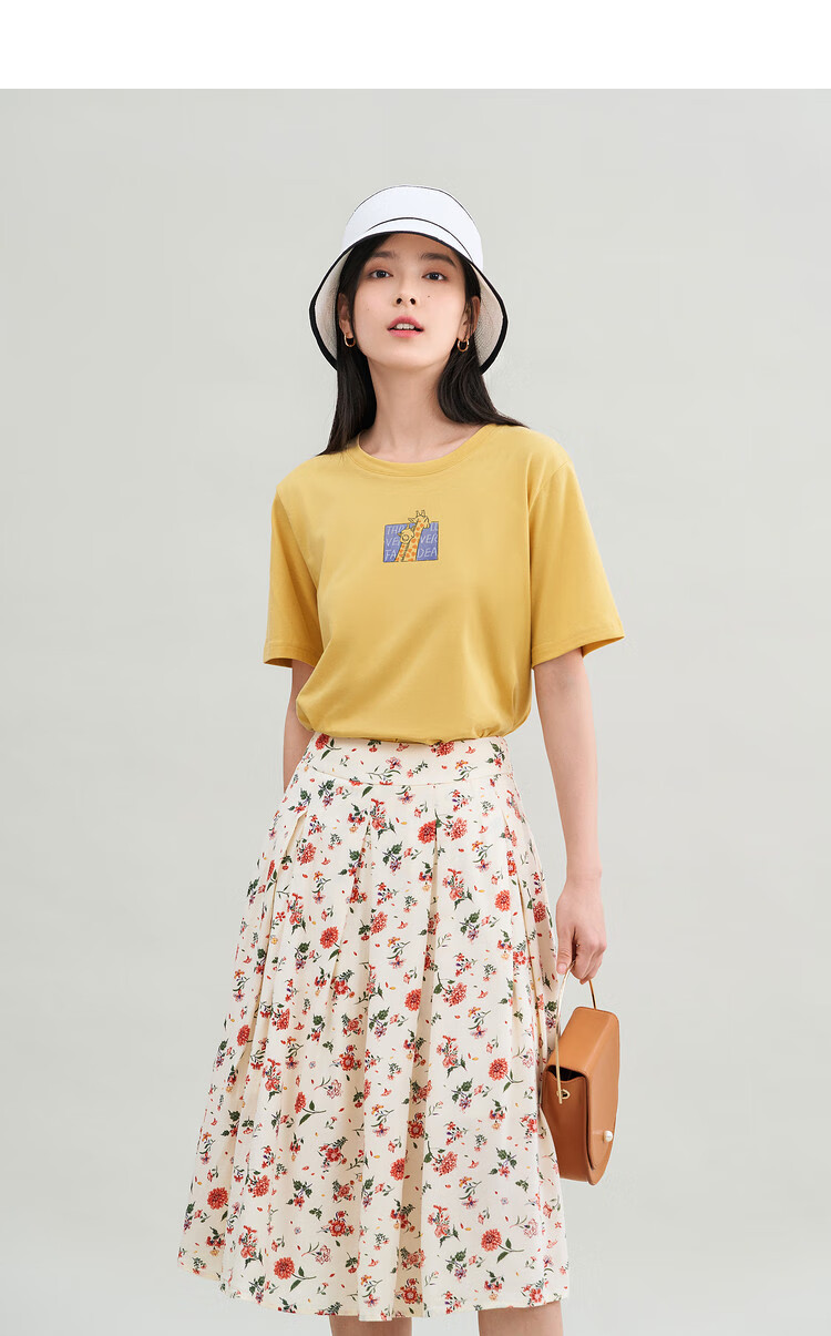 INMAN Women's 2025 Summer Embroidered Comfortable Simple Pullover Loose Fit Cotton Short Sleeve T-Shirt Sakura Pink S 9