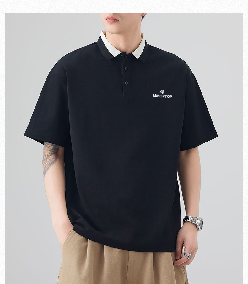 MMOPTOP Father's Day Solona Antibacterial Polo Shirt Summer Men's Xinjiang Cotton Business Ice Silk Short Sleeve MP13 Black 3XL 11