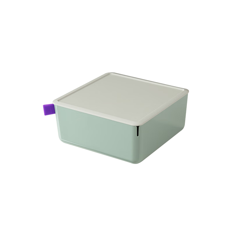 Deli [Volume 2.4L] Medium Desktop Storage Box with Lid, Dust-Proof, Pen Holder, Stationery Organizer, Cosmetic Mini Box, Small Item Storage Container XDM11 Gree