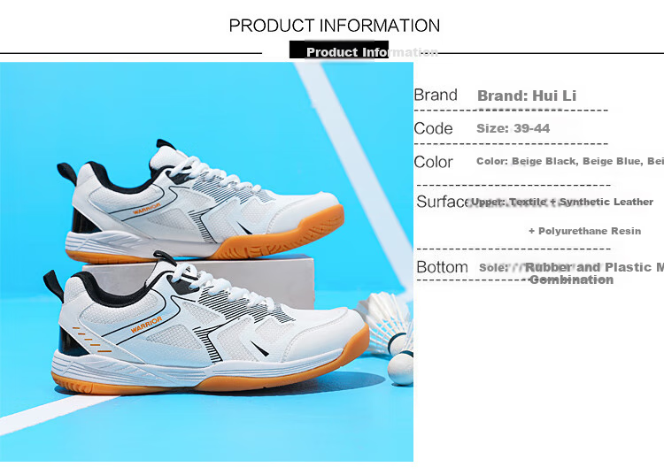 Warrior Sports Shoes, Men's Shoes, Badminton Shoes, Training Shoes, Wear-Resistant, Breathable, Casual Shoes, WXY(ZA)-4564, Beige-Gray, Size 39 2