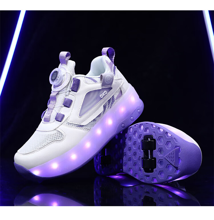 BKG Children's Running Shoes, Summer New Product, Single Mesh, for Boys And Girls Students, Breathable Sports Shoes, ZYQ24311-B16, White And Purple, Size 36 41