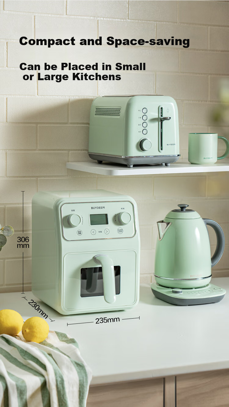 Buydeem Air Fryer, Multi-Functional Home Use Oil-Free Fryer, 4L Large Capacity with Visible Window, Healthy Precise Temperature Control Air Fryer F51, Light Pine Gree 14