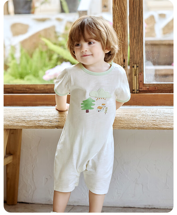 Wismorni [Bamboo Cotton] Baby Clothes, Summer Thin Style, Infant Short-Sleeve Bodysuit, Romper, Summer Wear, Breathable 6