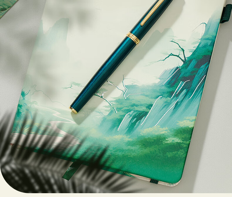 HERO Steel Pen Honor Series Tan You Gift Box Student High-Value Birthday Gift Pen and Notebook Set Green F Nib 4