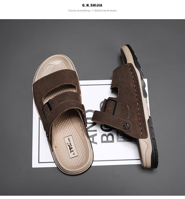 Bull Family Men's Summer Sandals Breathable Versatile Beach Shoes Thick Sole Durable Birkenstock Retro Casual Slippers 21