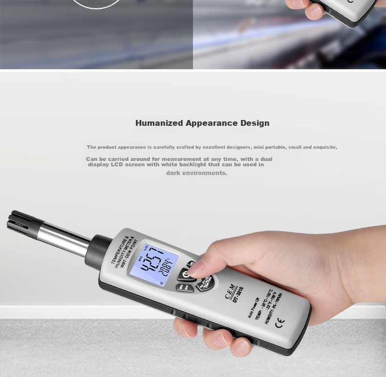 CEM DT-321S Thermometer And Hygrometer, Professional High-Precision, Wet Bulb Dew Point Temperature Detector, Industrial Thermometer And Hygrometer 4