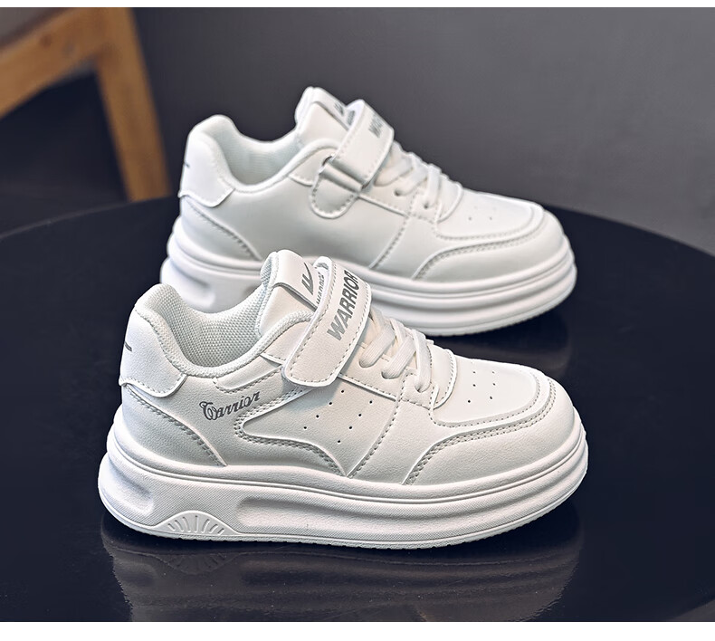 Warrior Boys' Shoes Spring And Autumn Style, Girls' Sneakers, White Shoes, Soft-Soled Casual Skate Shoes WZ(CL)-1267 White Size 36 2