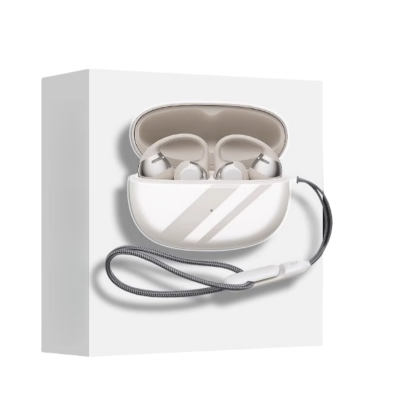 ESCASE Compatible with OpenDots ONE Protective Case, Ear Clip Style E310 Bluetooth Earphone Storage Box, Soft Shell Full Coverage Shockproof Ultra-Thin Transparent Bare Phone Aesthetic + Lanyard