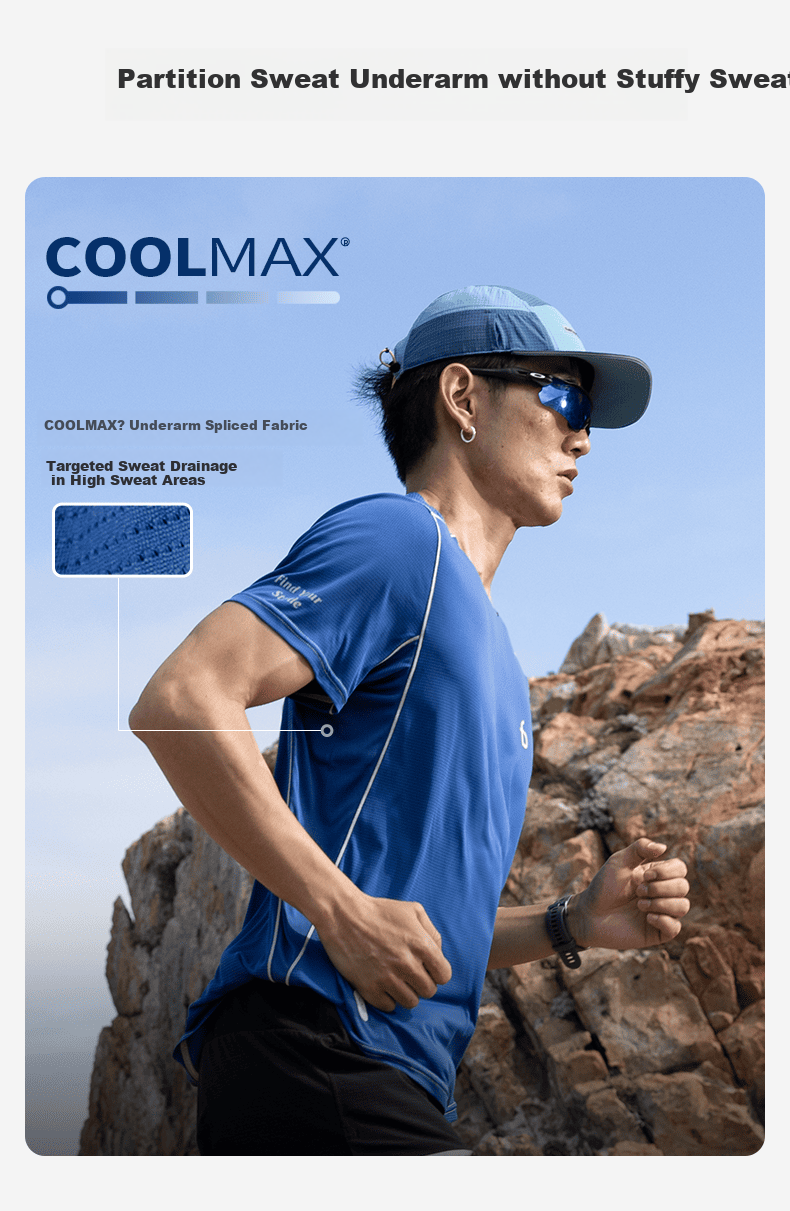Flipbelt [Silver Ion T] Men's Short-Sleeve Summer Breathable Sports Casual Fitness Top Running Ice Blue, XS 7