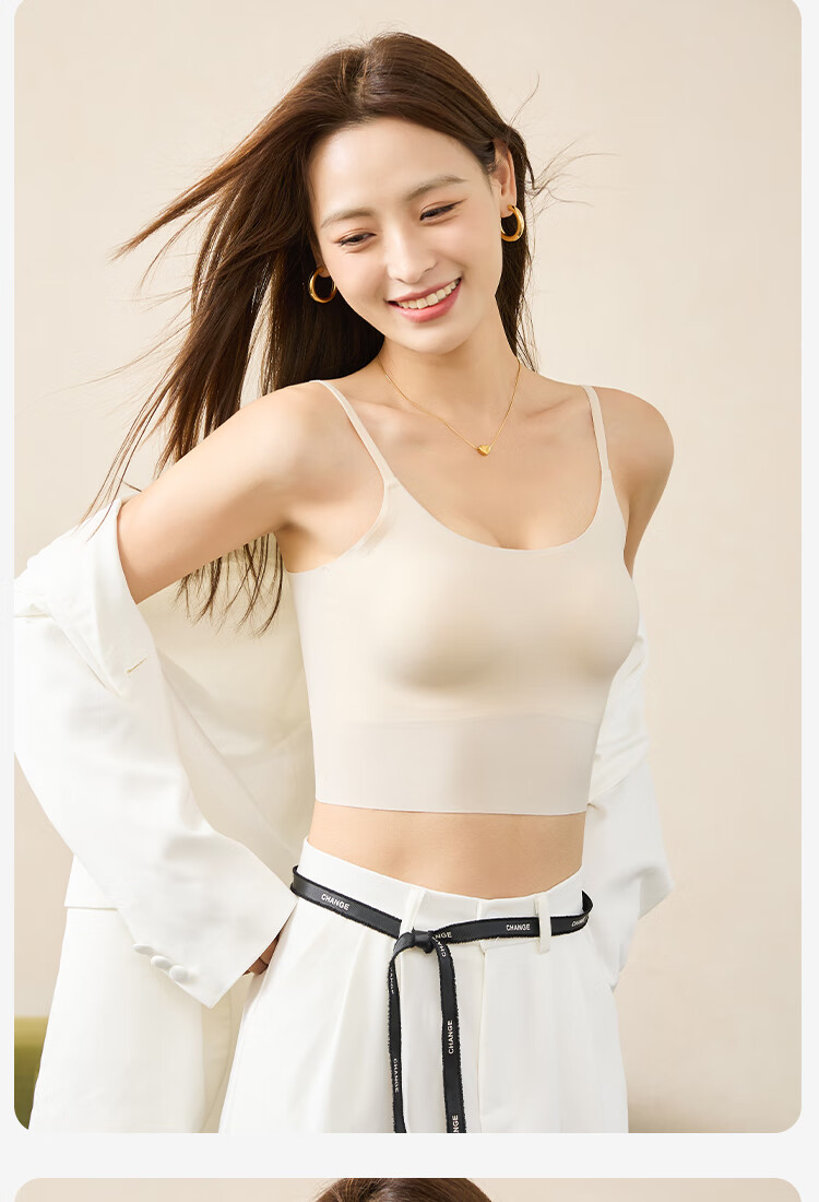 Dushiliren Black Camisole Tank Top for Women with Built-In Bra Pads, Seamless Backless Vest Bra, One-Piece Outer Wear, Stylish And Elegant 12
