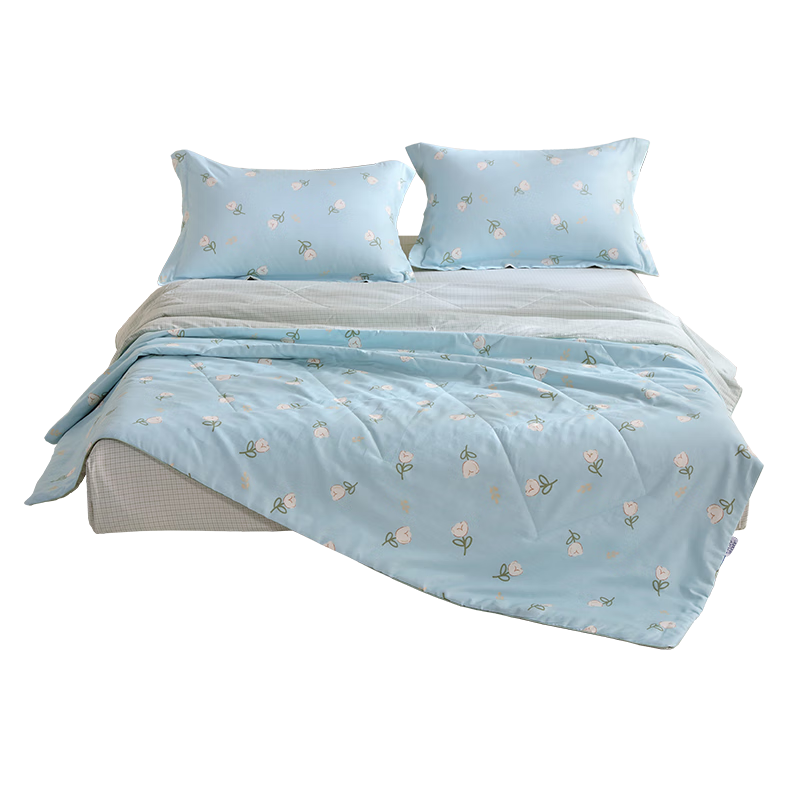 MLILY Summer Cooling Quilt, 100% Pure Cotton Air Conditioning Quilt, Summer Pure Cotton Cooling Quilt, Machine Washable Fiber Quilt, Tulip Patter