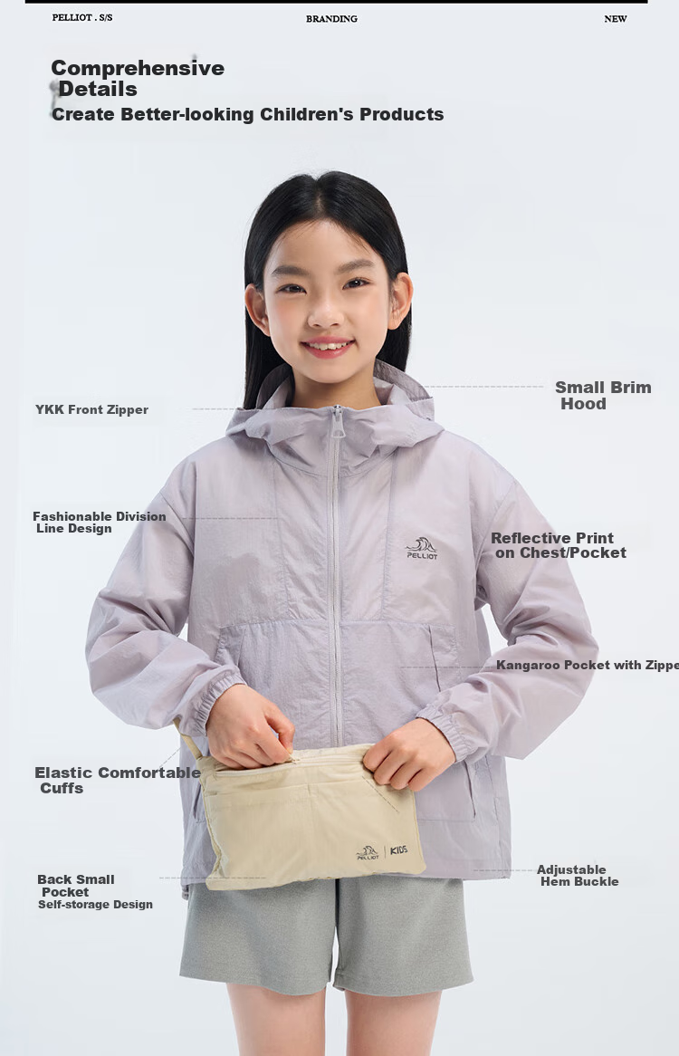 Pelliot [Xiao Sen Lin] Outdoor Children's Sun Protection Clothing, Summer Lightweight, Boys And Girls Sun Protection Jacket, 135212023, Purple, Size 160 12