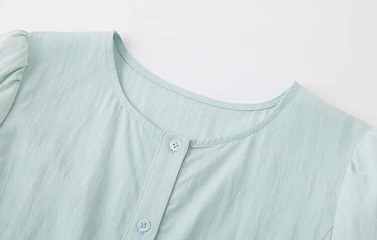 Dme [Elegant Top Student] Summer Comfortable Draping Cotton Wrinkle Shirt with Puff Sleeves And Belt, Women's Blouse Top 5