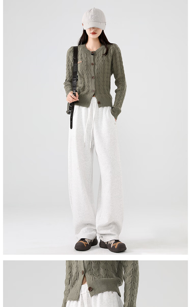 Xueqiman Studded Wide-Leg Pants for Women 2026 Spring New High-Waist Slimming Scythe Pants Loose Hip-Covering Straight Casual Trousers for Women 12