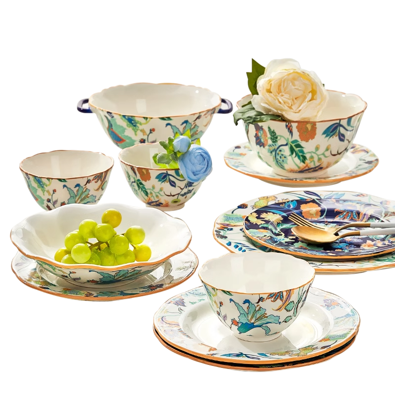 Mose Chinese-Style Bowl And Plate Set, Complete Household Tableware Set, High-End Bowl And Chopsticks, Housewarming Gift, 62 Pieces