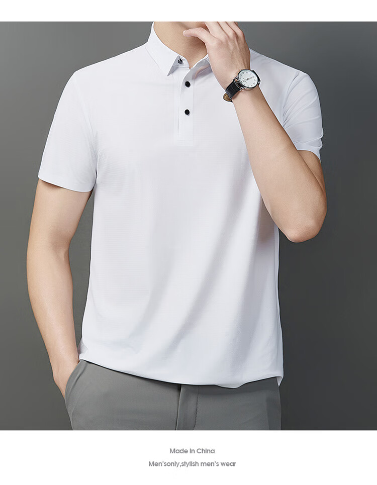 LangSha Polo Shirt for Men, Summer Sports T-Shirt, Loose-Fitting Cool Ice Silk Collar, Short Sleeve Fitness Running Father's Day Gift 38