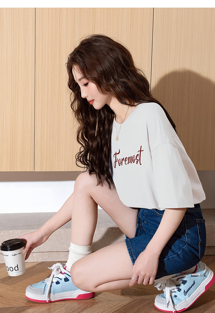 TonLion 2025 Women's Printed Crew Neck Short Sleeve T-Shirt Off-White L 11
