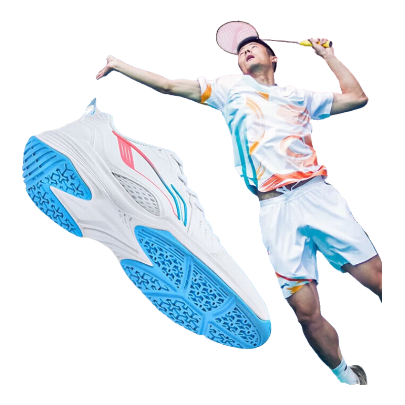 LI-NING All-Purpose King V2.0 Unisex Badminton Shoes Shock Absorption Non-Slip Training Sports Shoes Standard White/Purple Size 37