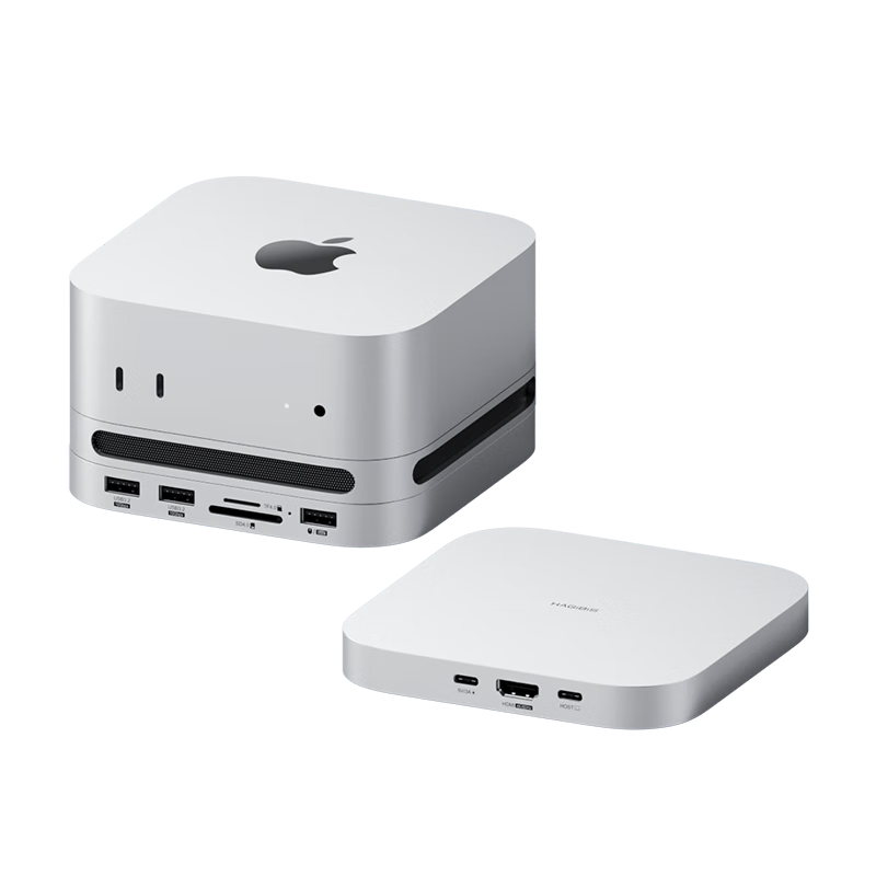 Hagibis Compatible with Macmini M4 Expansion Dock, Hard Drive Enclosure, External M.2 Hard Drive Expansion, SD/TF4.0 Card Reader, USB-C Interface, Desktop Stand