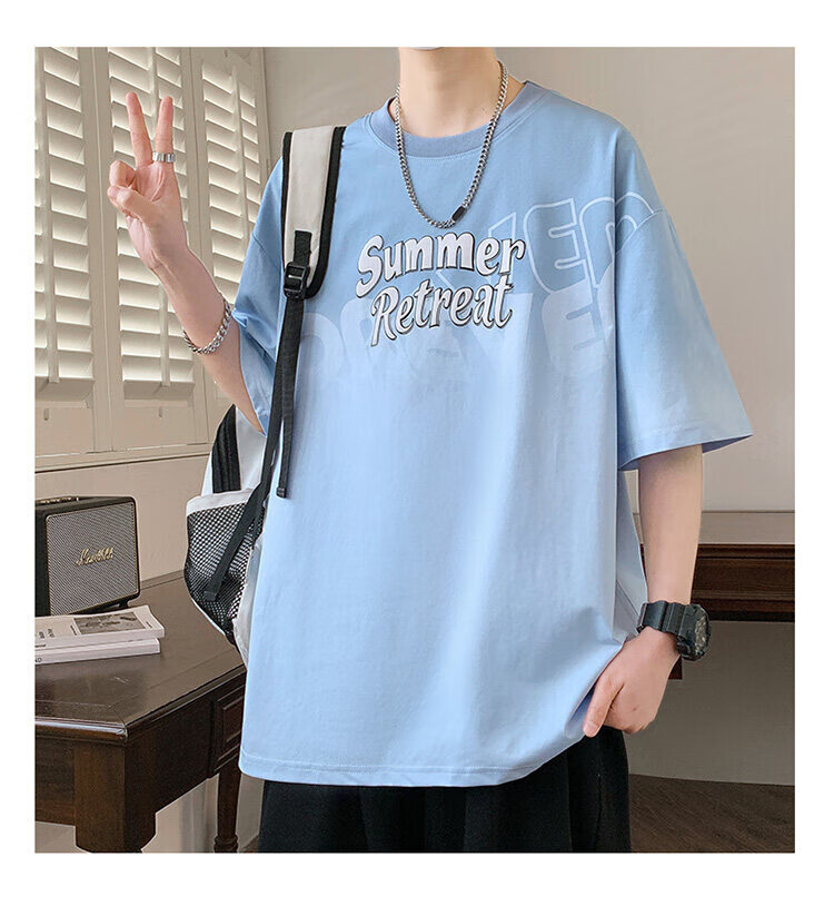Zuofeili Short-Sleeve T-Shirt for Men, Summer 2026 New Style, Youth Trendy Brand Top, Loose-Fitting Half-Sleeve Undershirt for Middle And High School Students 9