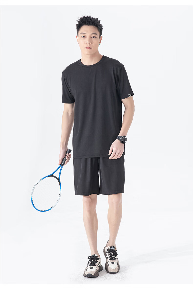 Huili Men's Sports Set, Summer Short-Sleeve T-Shirt, Breathable Quick-Dry Shorts, Casual Undershirt, Running Fitness Five-Point Shorts 11