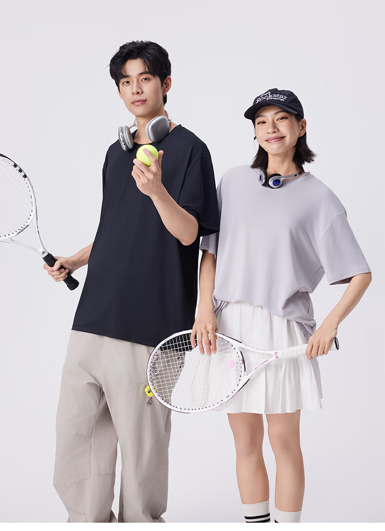 Jeanswest Men's Summer Breathable Quick-Dry Ice Silk Sun Protection Two-Piece T-Shirt and Shorts Japanese Style Simple Sportswear Set 22