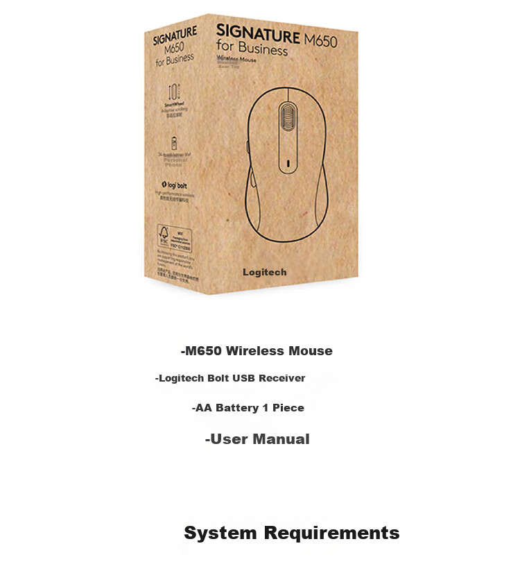 Logitech M650 Enterprise-Grade Wireless Bluetooth Dual-Mode Mouse for Apple And PC, Business Purchase Choice Series Large Hand Size Commercial Version Black L [Bulk Order Discount] 6