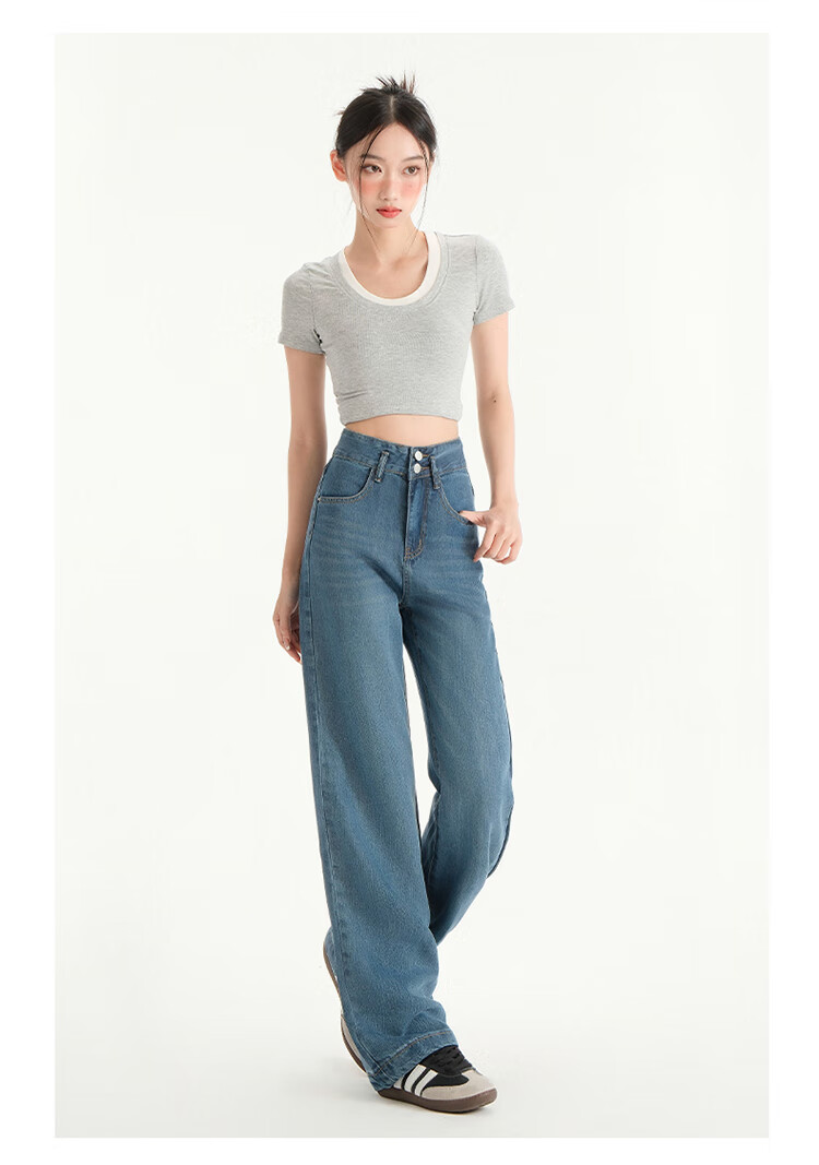Langsha Tencel Denim Wide-Leg Pants for Women High Waist Slimming Lightweight Spring Summer New Loose Ice Silk Straight-Leg Trousers 17