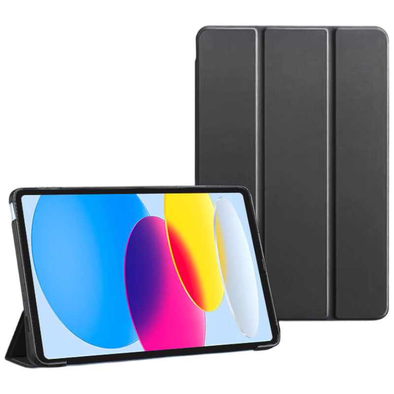 HBOALG Compatible with IPad 10th Generation Case, 2025 New IPad 11th Generation A16 Chip 10.9-Inch Protective Cover, Slim Full Coverage Shockproof Tri-Fold Stable Support Soft Case, Black