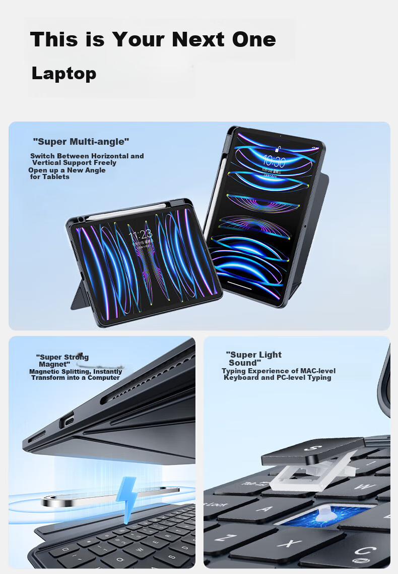 Shanmo IPad Magic Keyboard Case Compatible with Apple Tablets 2025/2022 IPad11 Magic Keyboard Protective Cover 11/10.9 Inch Universal Keyboard Case with Magnetic Detachable Desig 4
