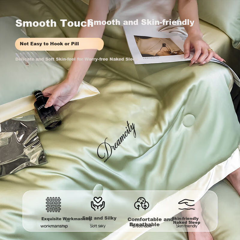 Wuyinliangpin Class A Washable Ice Silk Summer Quilt, Thin Blanket Duvet Double Air Conditioning Quilt, 200*230cm
