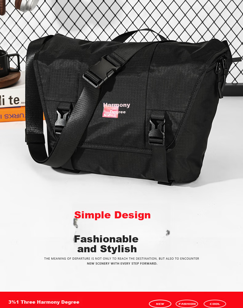 361° Large Capacity Shoulder Bag Crossbody Bag for Men And Women, Student Couple Casual Sports Outdoor Small Backpack Messenger Bag, Black 11