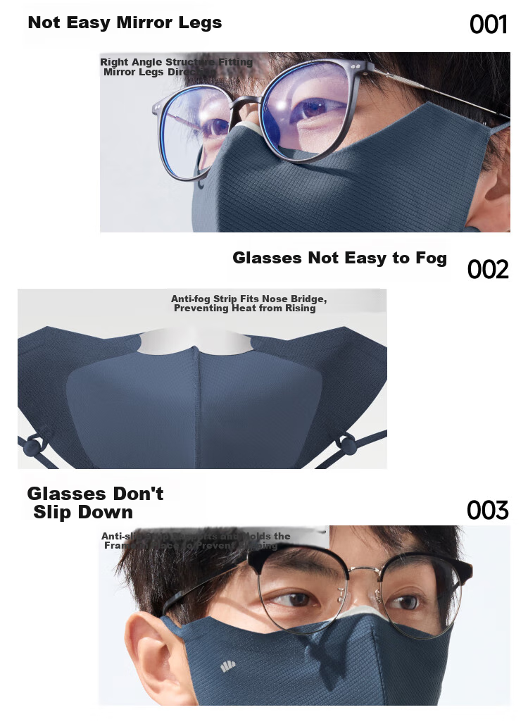 Beneunder Sun Protection Face Mask for Men, Summer Cycling Face Shield, Stylish UV-Resistant Face Cover, Ice Silk Breathable Face Mask 11
