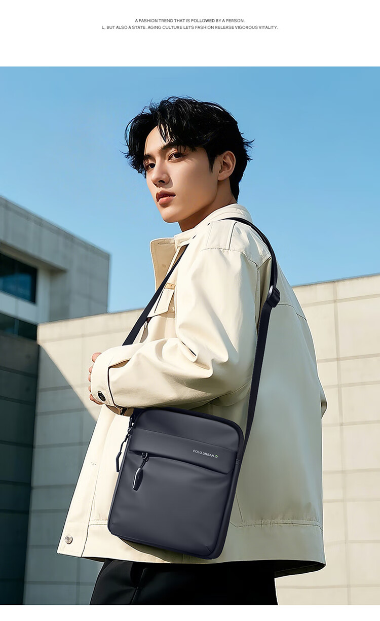 POLO Shoulder Bag for Men, Multifunctional Crossbody Bag, 10.9-Inch IPad Bag, Vertical Phone Bag, Sports Messenger Bag for Me 11
