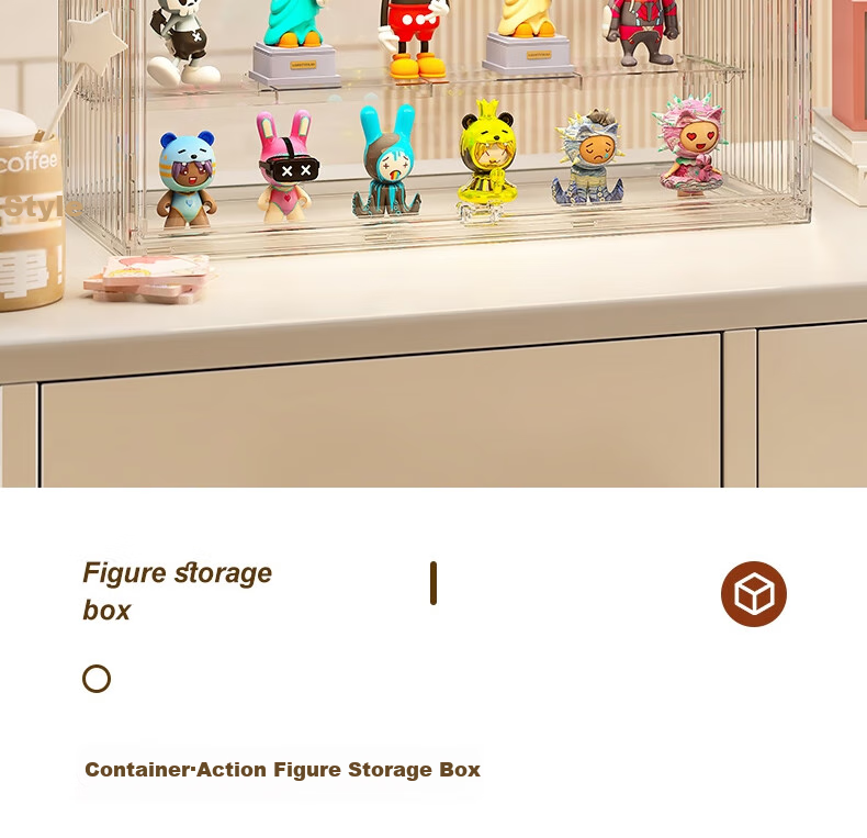 Anerya Action Figure Storage Box, Desktop Blind Box Display Stand, Magnetic Suction, Fully Transparent Model 2