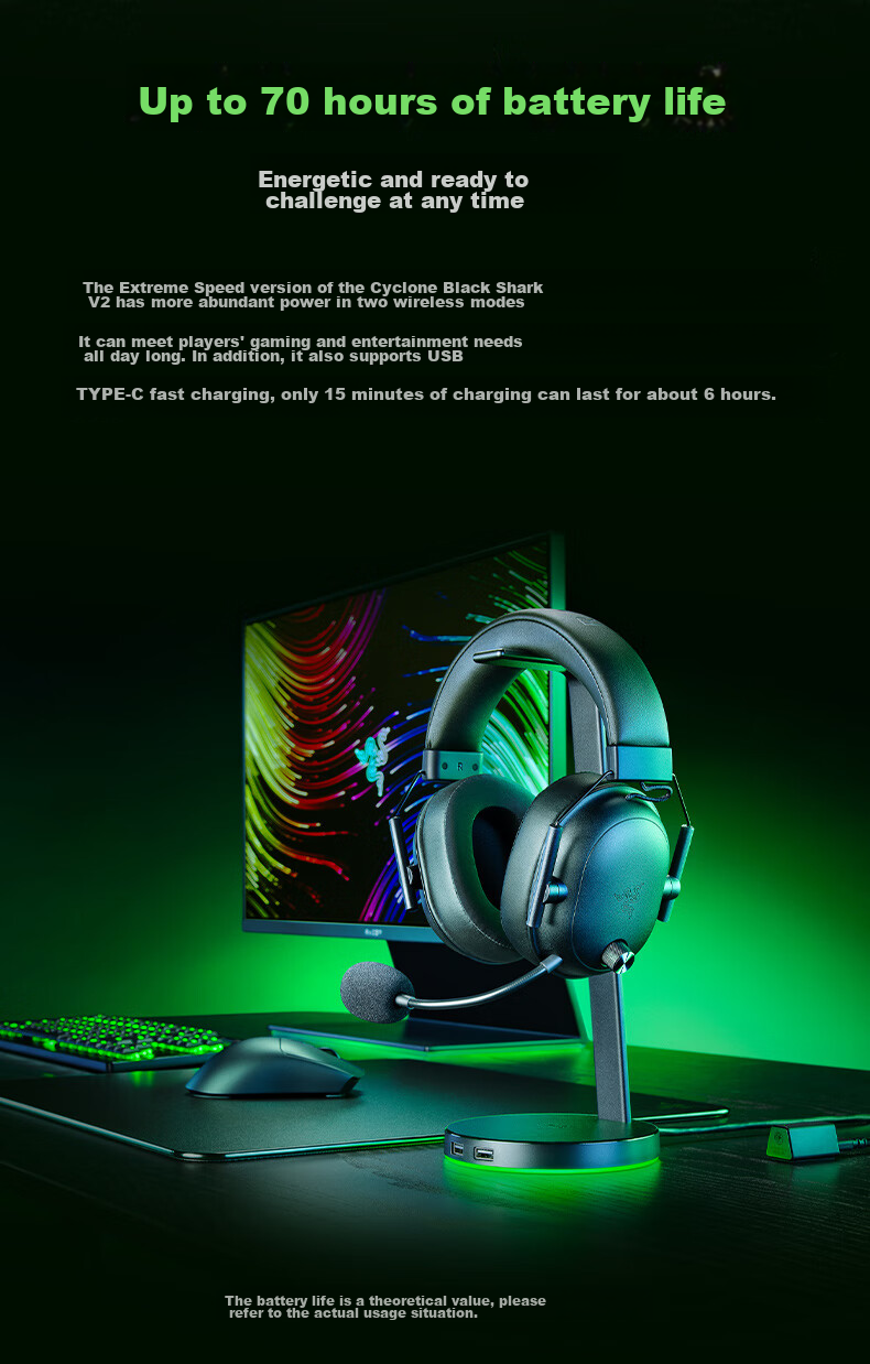Razer BlackShark V2 X HyperSpeed Wireless Bluetooth Gaming Headset with Microphone, Tri-Mode Connection, Passive Noise Cancellation, Delta EQ Adjustment, CSGO, PUBG, Black 8