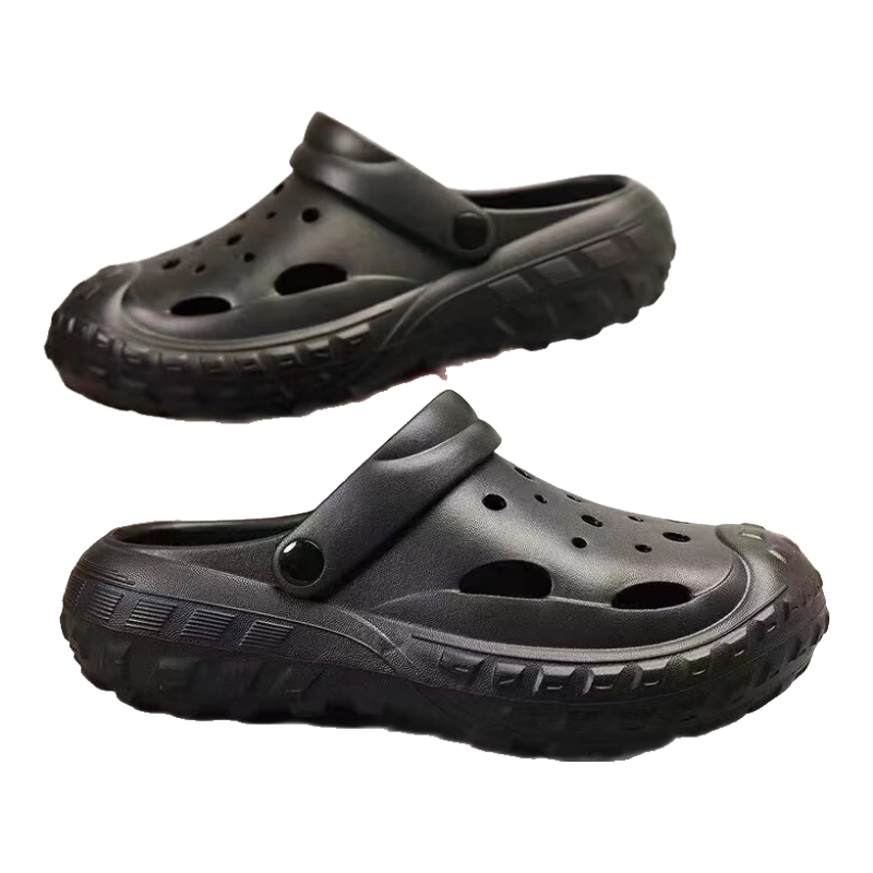 RENBEN Perforated Shoes, Unisex Sandals, Casual Dual-Use Beach Shoes, Closed-Toe Slippers, Indoor And Outdoor Non-Slip, 899 Green, Size 36-37