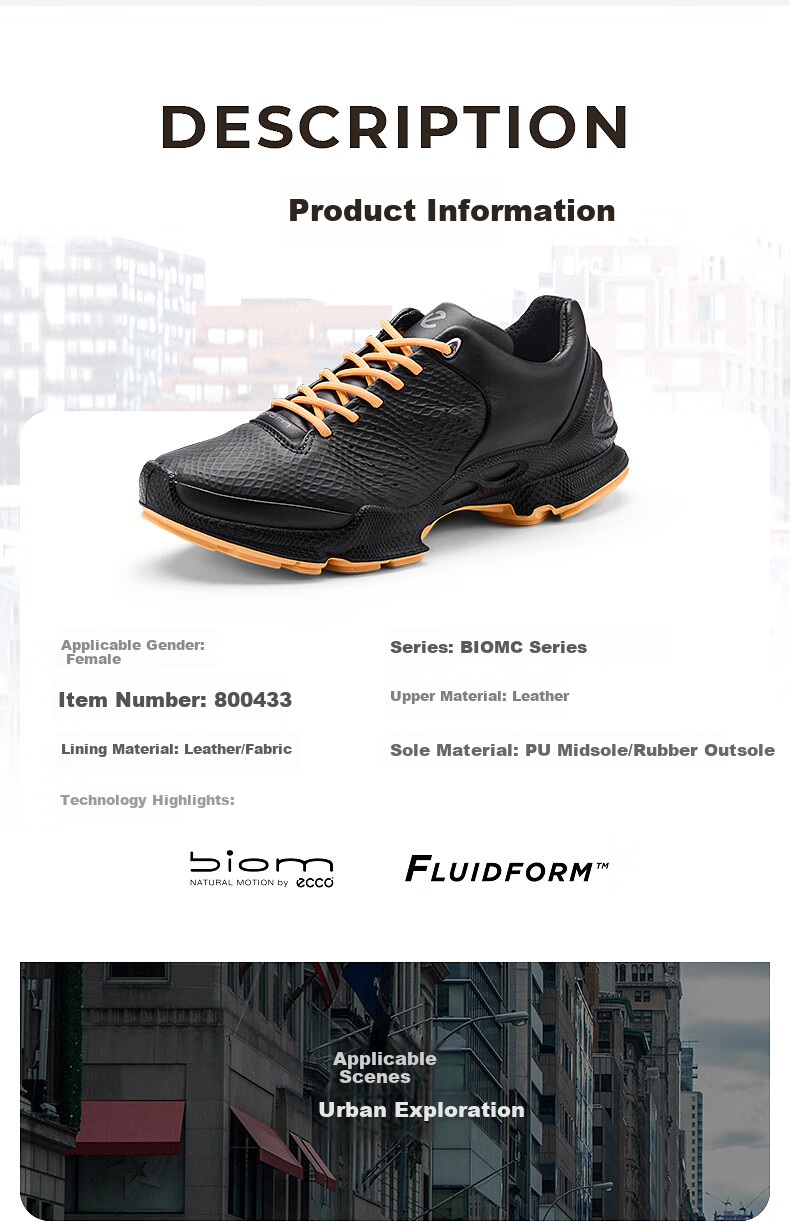 ECCO BIOM C High-End Luxury Hiking Shoes for Women, Walking 800433, Black/mango Yellow, Size 38 6