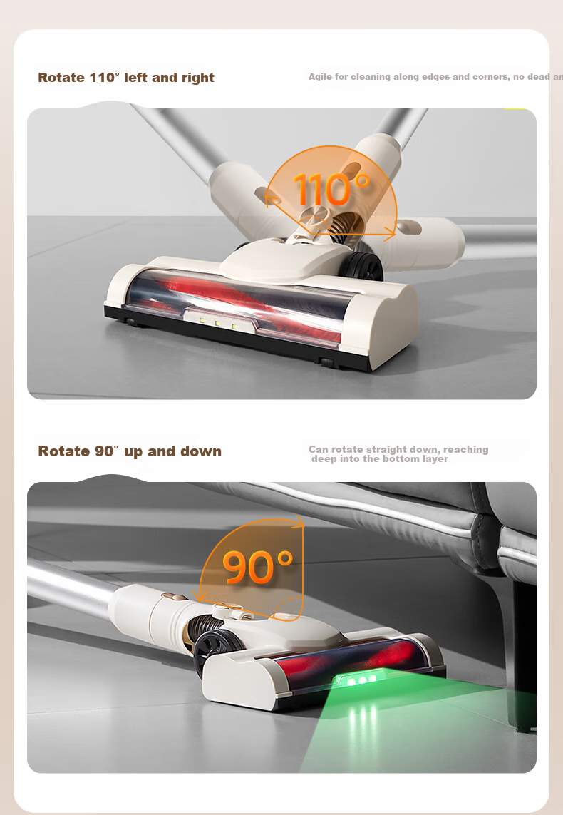 AUX Cordless Handheld Vacuum Cleaner for Home Use with Strong Suction, Low Noise, Green Light Dust Indicator, Carpet And Cat Hair Cleaning, Long Battery Life AXC-22DV8W 17