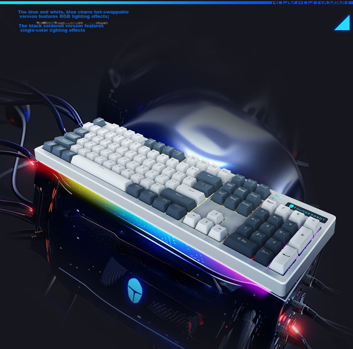 ThundeRobot K104S Wired Mechanical Keyboard with Backlight for Home, Computer Gaming, Laptop, Office Use, Full Anti-Ghosting, No Fear of Backlash, for Honor of Kings And CS2, Black, Red Switches, 104 Keys 10
