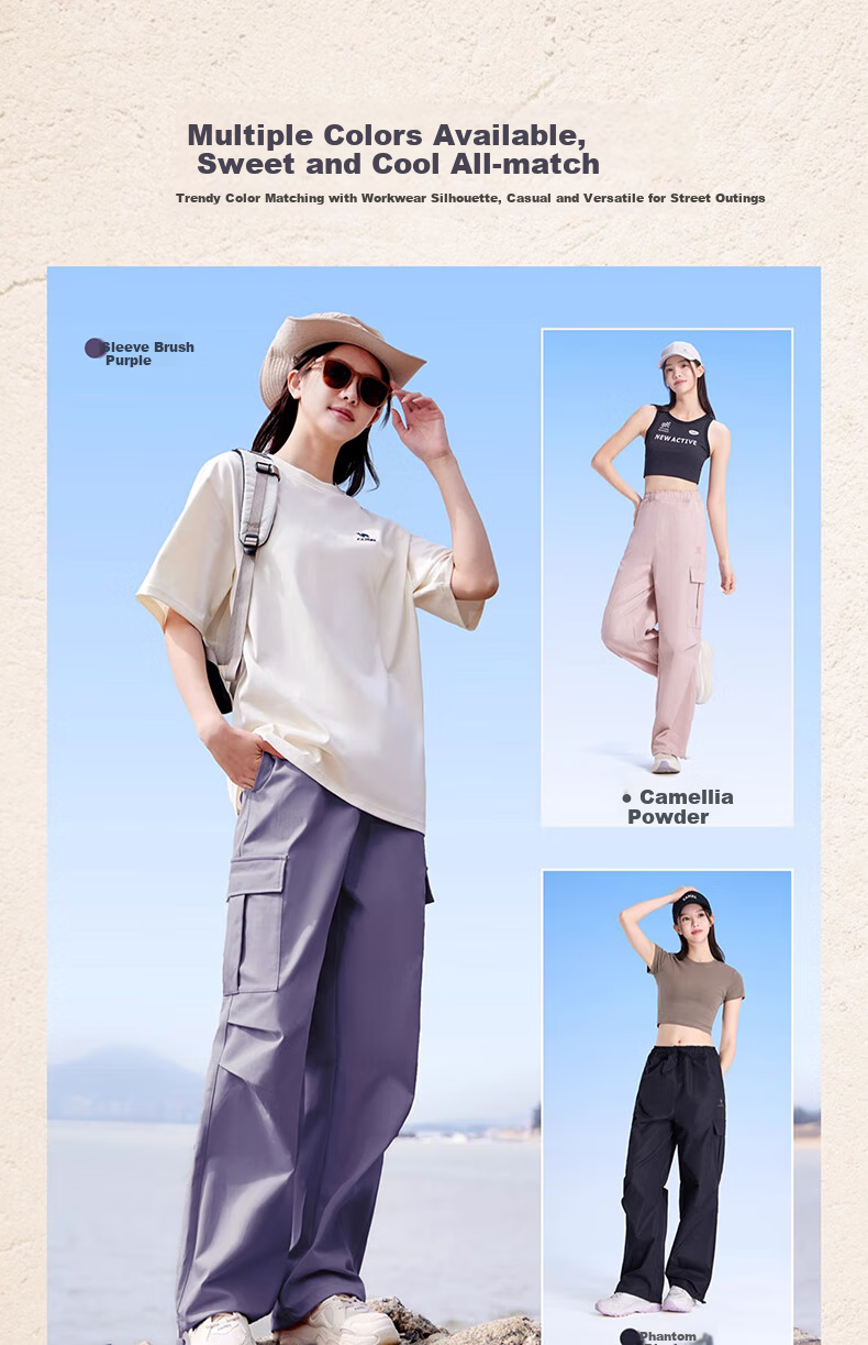 CAMEL Casual Cargo Pants, New Women's Trousers, Outdoor Hiking Woven Long Pants, Loose Straight-Leg Sports Pants 15